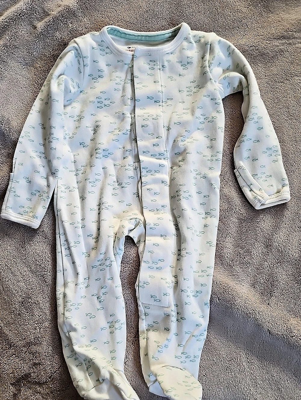 Magnetic Me Organic Cotton Footie White & Blue Baby 0-3Months
